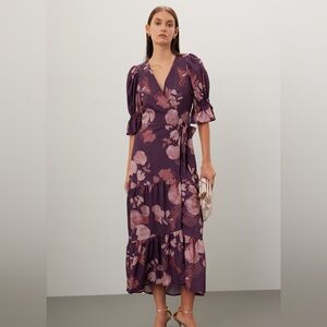Slate & Willow Plum Floral Midi Dress